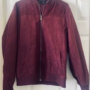 Tasso Elba Red Suede Bomber Jacket